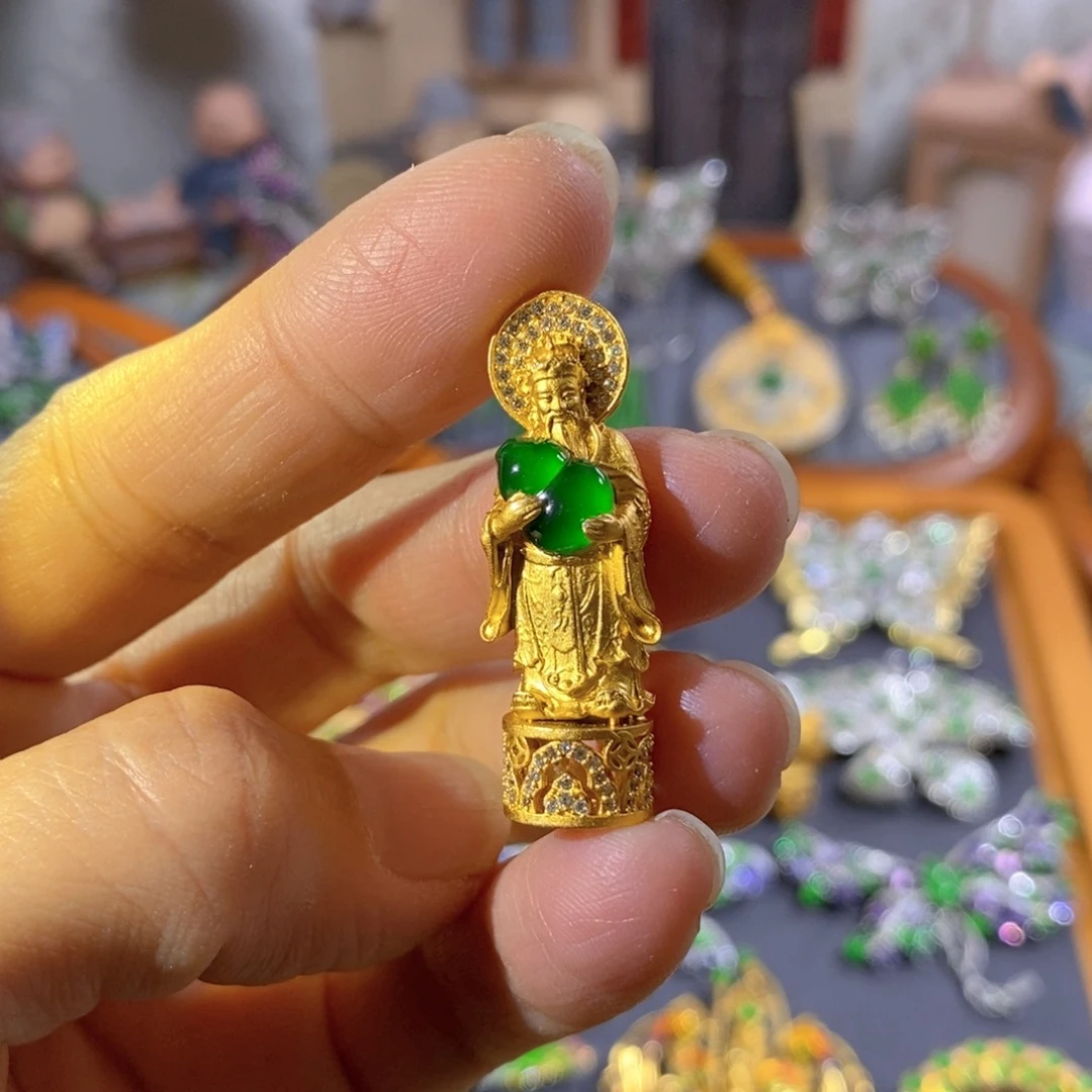 吊坠(不含链)银S925镶嵌翡翠