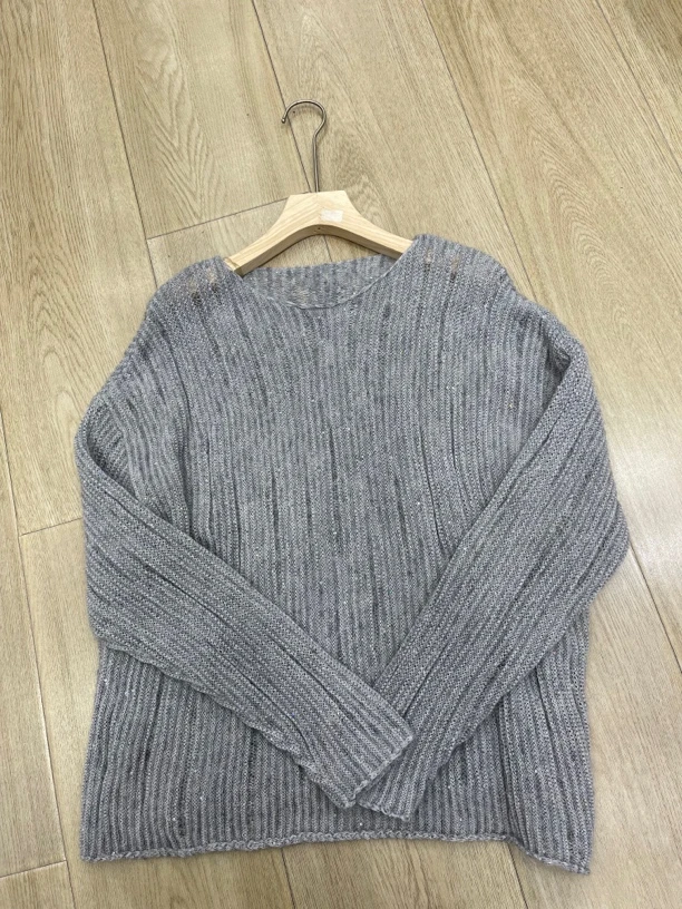 【大欣家】5016「暮色」镂空细闪编带针织衫