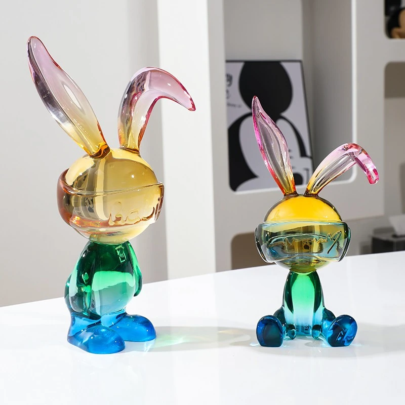 坐姿闪电兔子摆件客厅酒柜电视柜轻奢高档艺术高级感小众装饰品