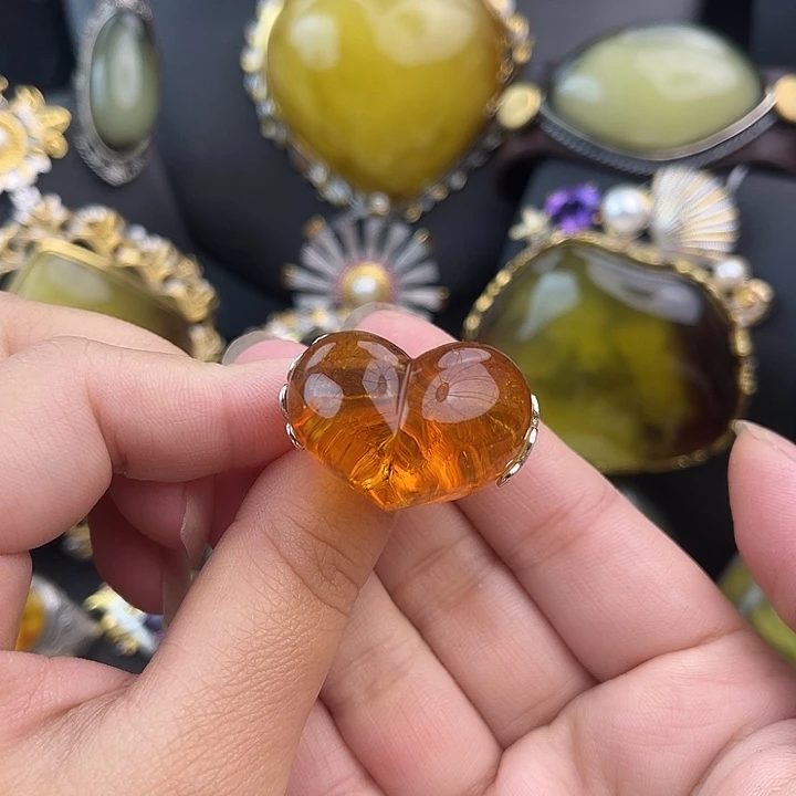 琥珀银S925镶嵌裸石