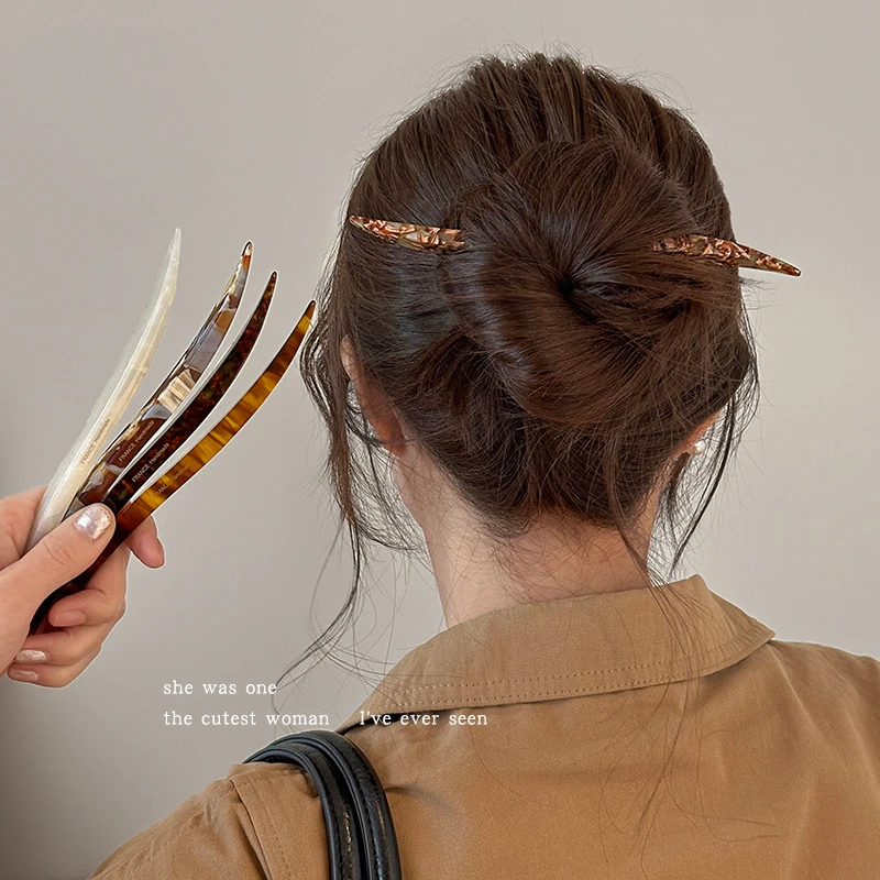 法式复古醋酸盘发簪女高端古风簪子步摇丸子头神器发钗头饰发饰品