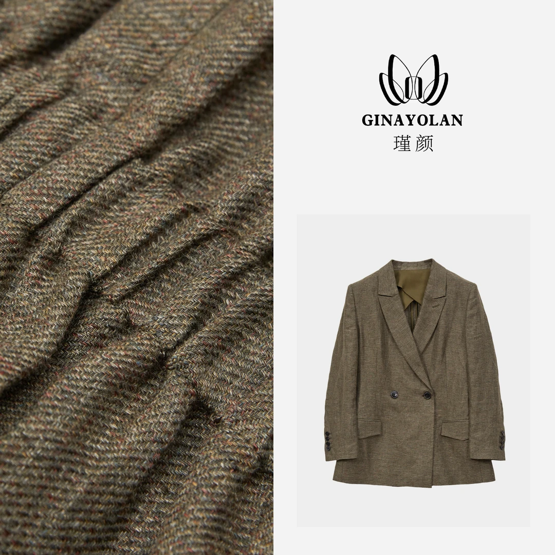GINAYOLAN/瑾颜【私服系列】意大利重磅奢华进口亚麻廓形时尚西装