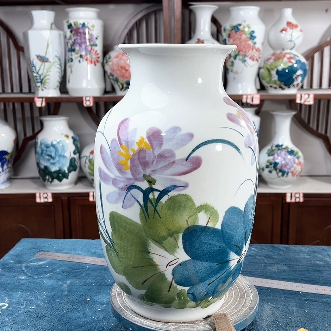 摆件景德镇陶瓷大冬紫荷