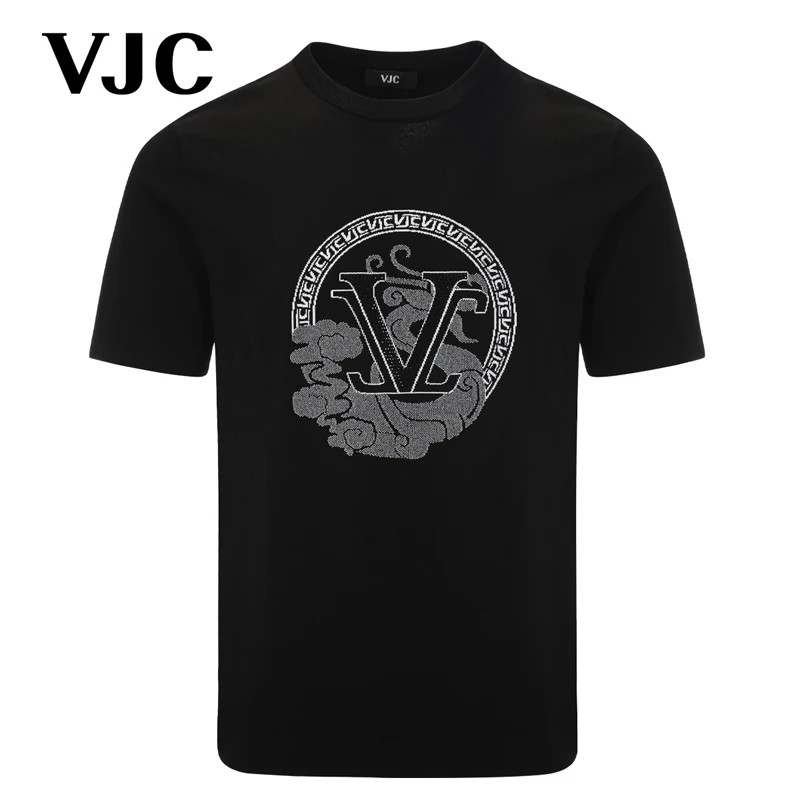 VJC/威杰思2025春季新款男装休闲时尚短袖针织衫圆领B24AC1200