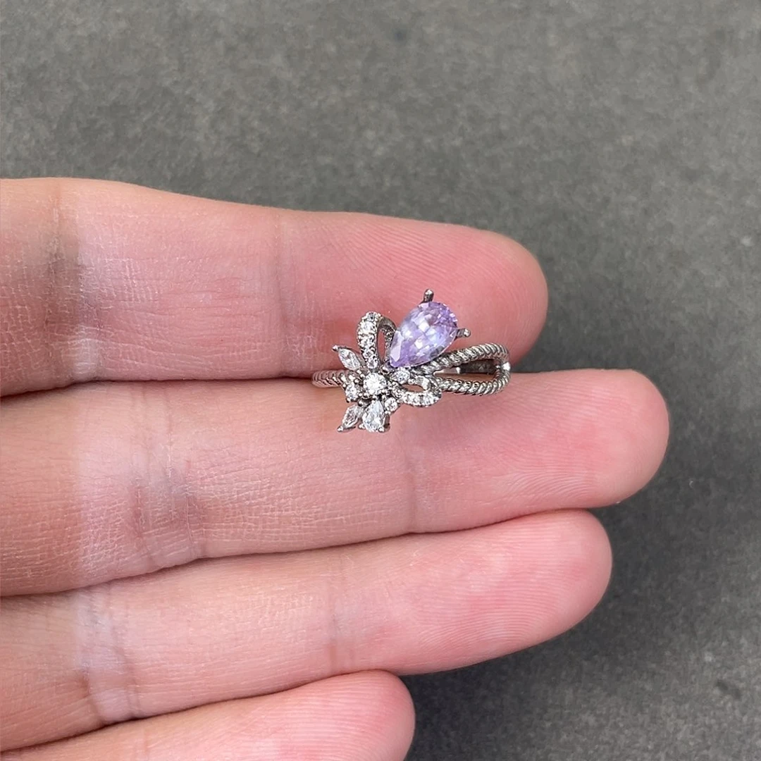 蓝宝石戒指银S925镀金镶嵌橘***?