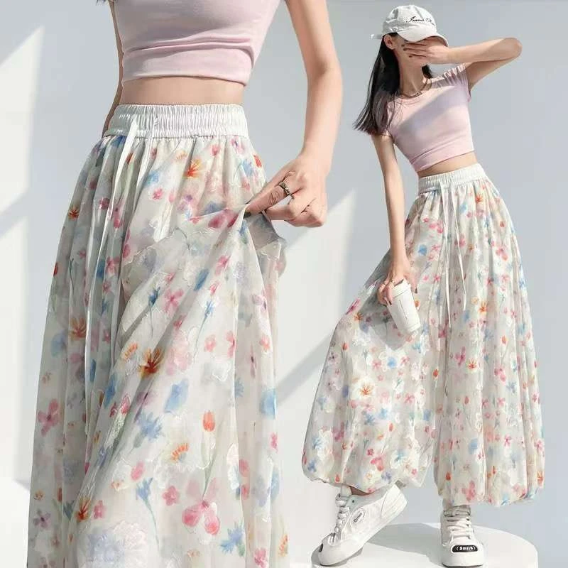 Y529夏季灯笼裤薄款烫碎花裙裤休闲裤显瘦宽松痞帅初恋风女