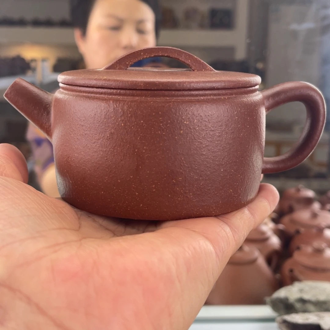 茶壶紫砂红降坡汉瓦180cc半手工