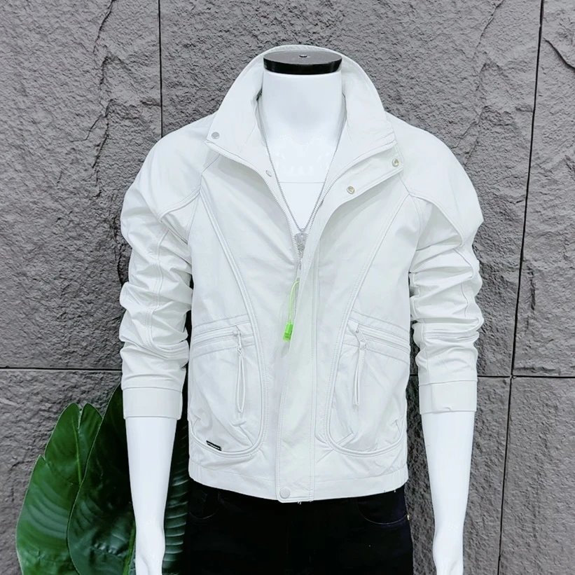 立领夹克直下摆秋季新款潮男穿搭男士时尚气质夹克外套长袖活力风