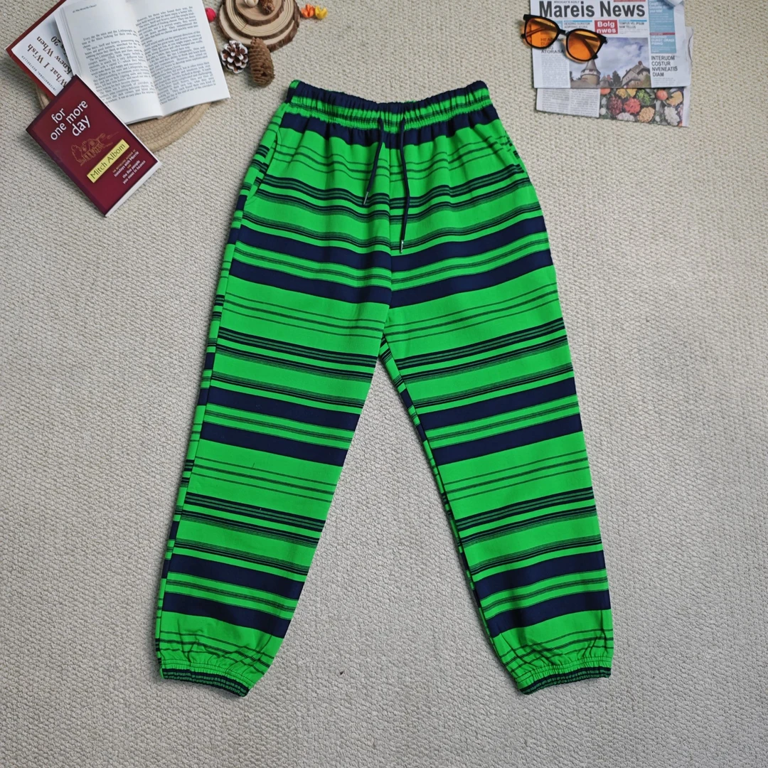 2025早春新款百搭条纹休闲裤加厚束脚裤9222