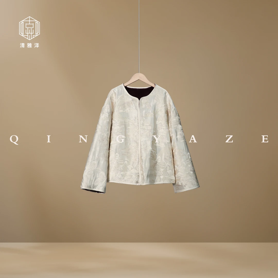 白色恋人！醋酸兔毛双面穿新中式外套上衣！GZ5169