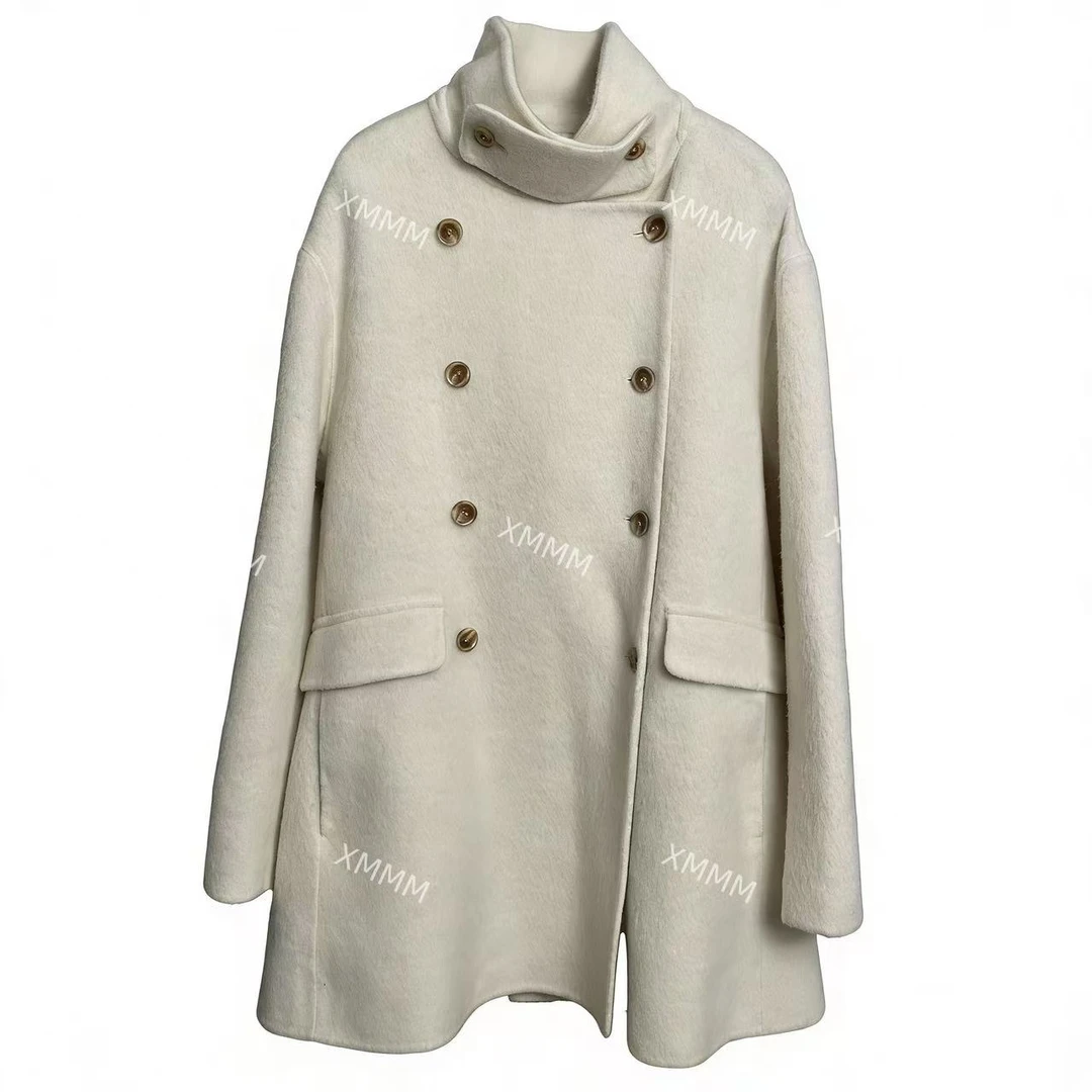 XMMM2025秋冬新款翻领双排扣羊毛大衣
