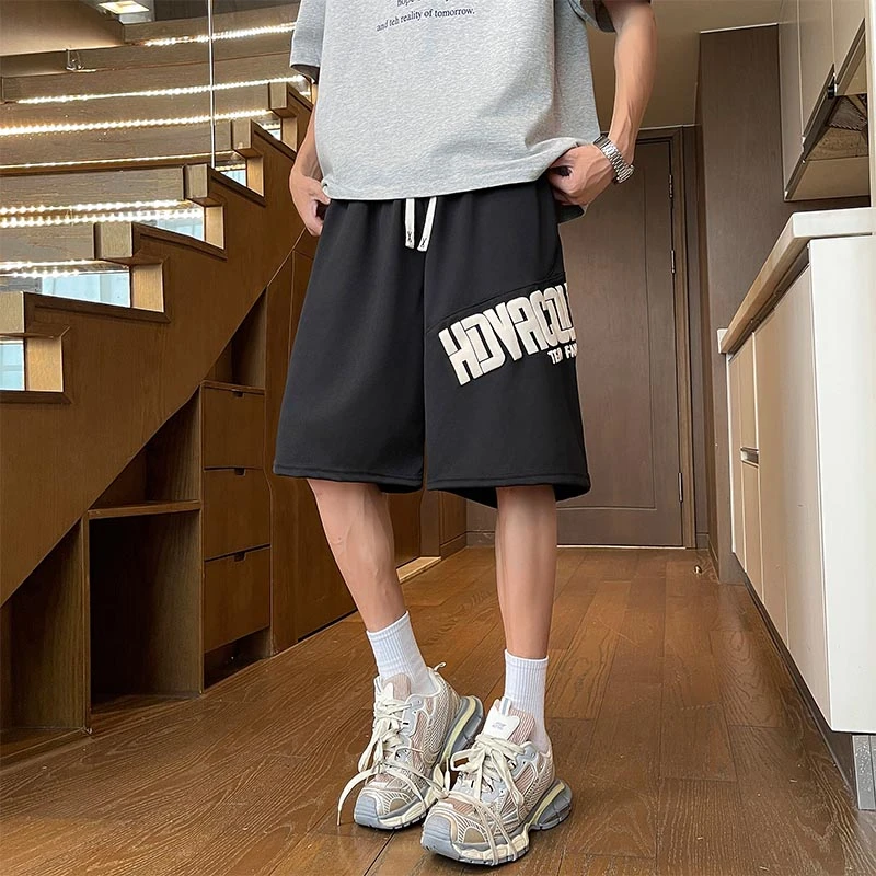 夏季薄款男生新款五分短裤帅气青少年直筒潮流运动宽松美式休闲裤