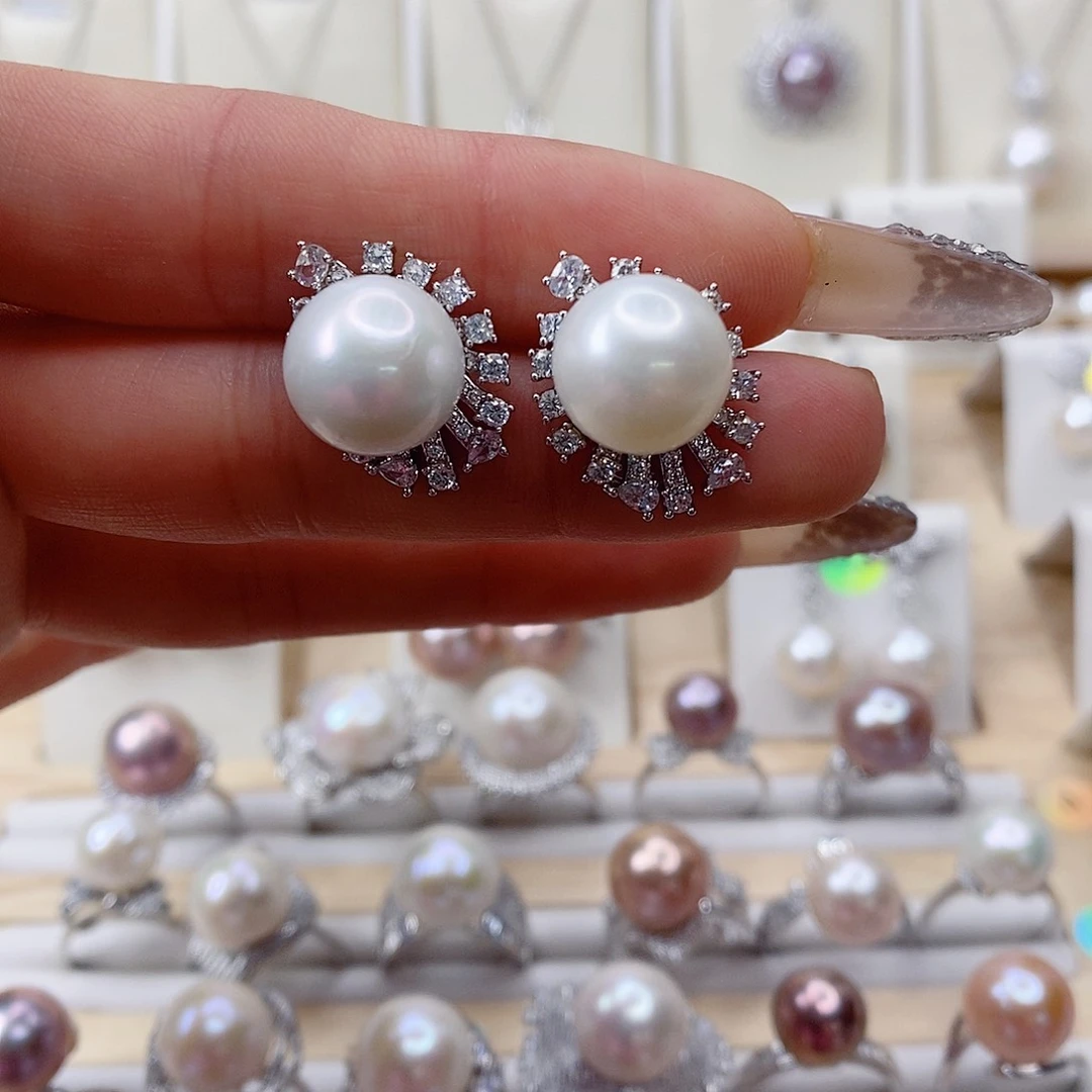 淡水珍珠耳饰合金