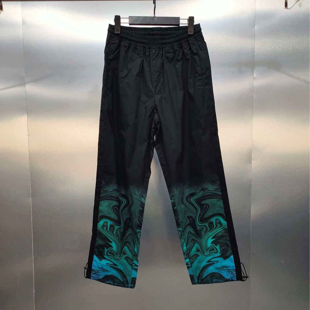 B05-21529-FBF裤腿拼接印花设计时尚潮流直筒休闲裤