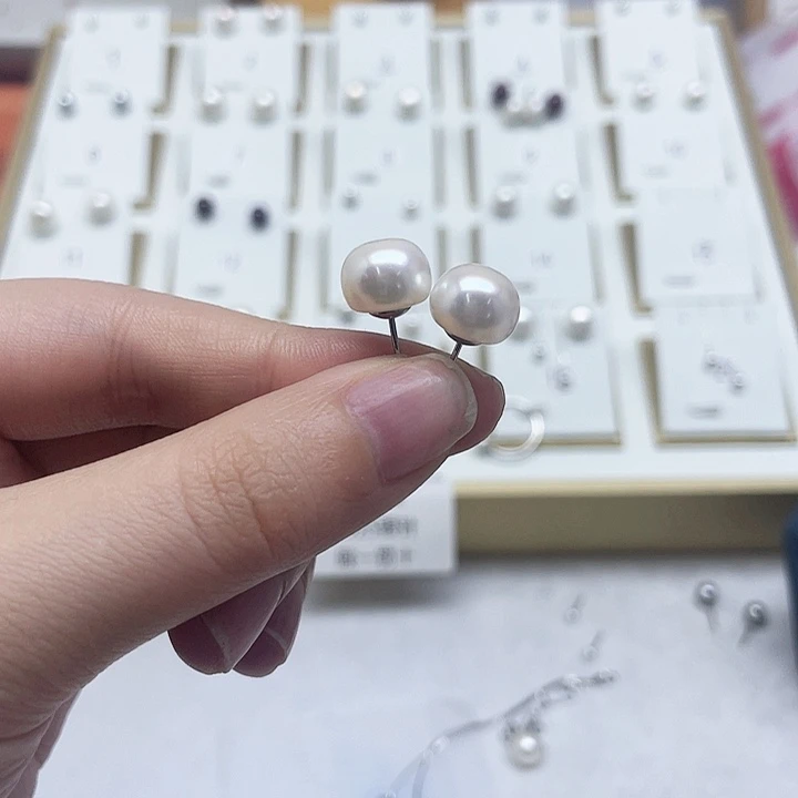 淡水珍珠耳饰银S925镶嵌我**样