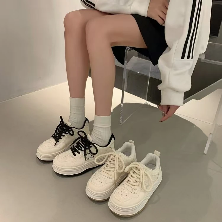 9903新款系带舒适百搭厚底时尚休闲小白鞋仓