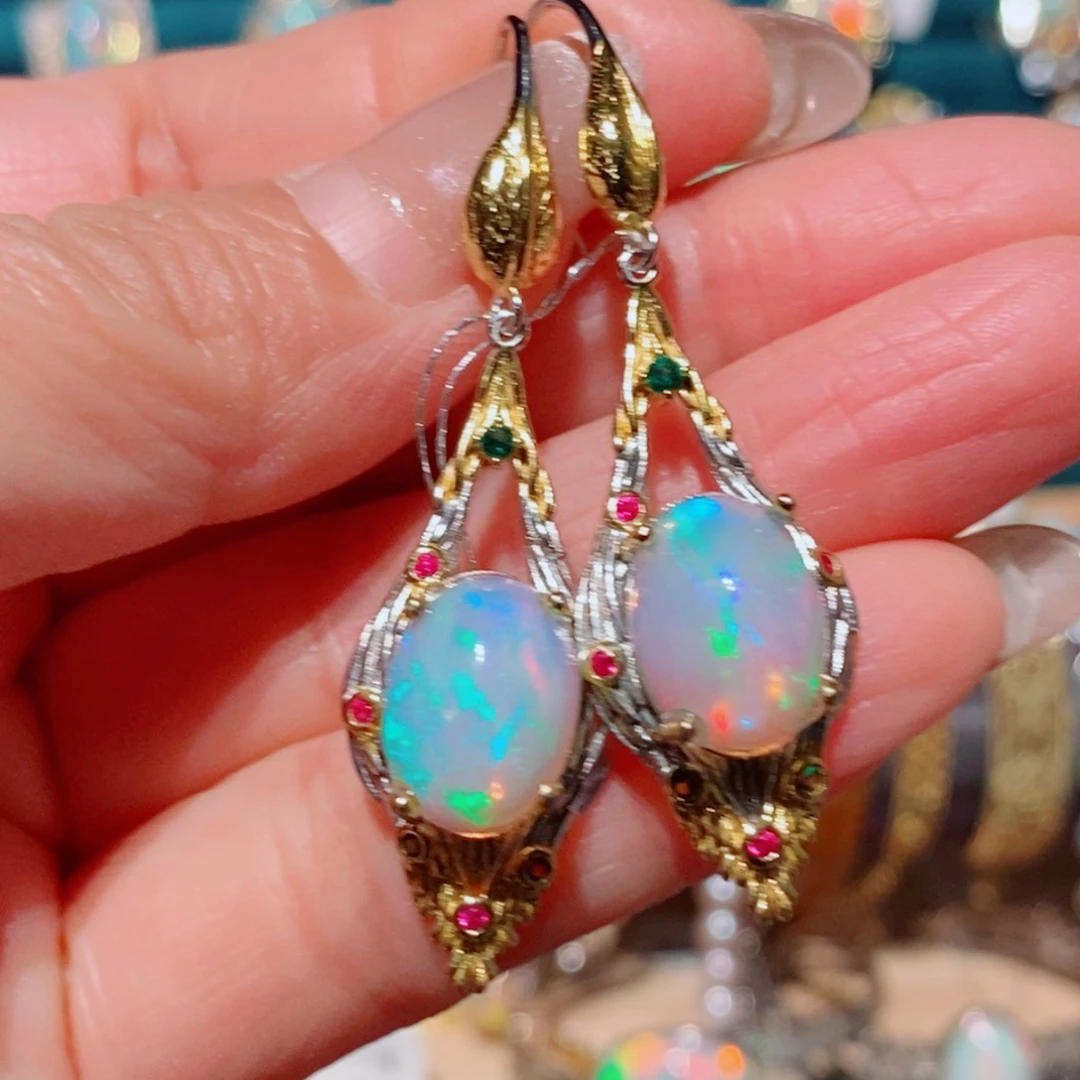 欧泊欧泊耳饰银S925镶嵌