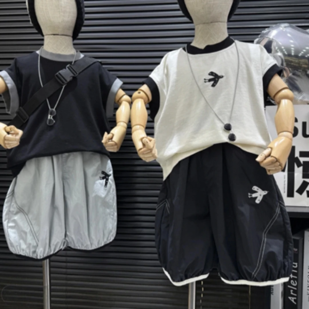 洋气无袖潮装痞帅男小童装夏季宝宝韩版小童男宝宝短裤两件套