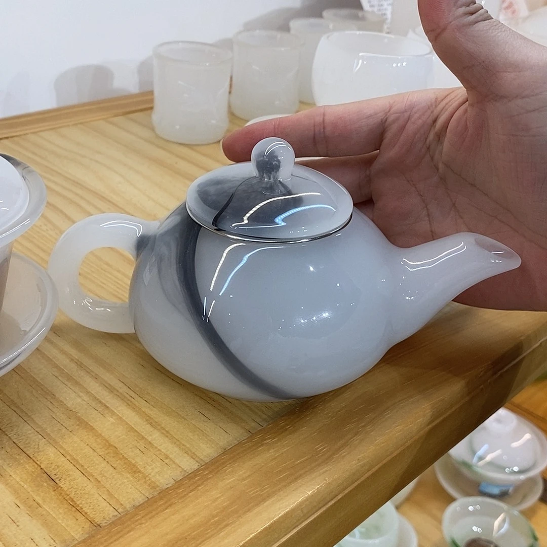 手工艺品琉璃水墨琉璃茶壶