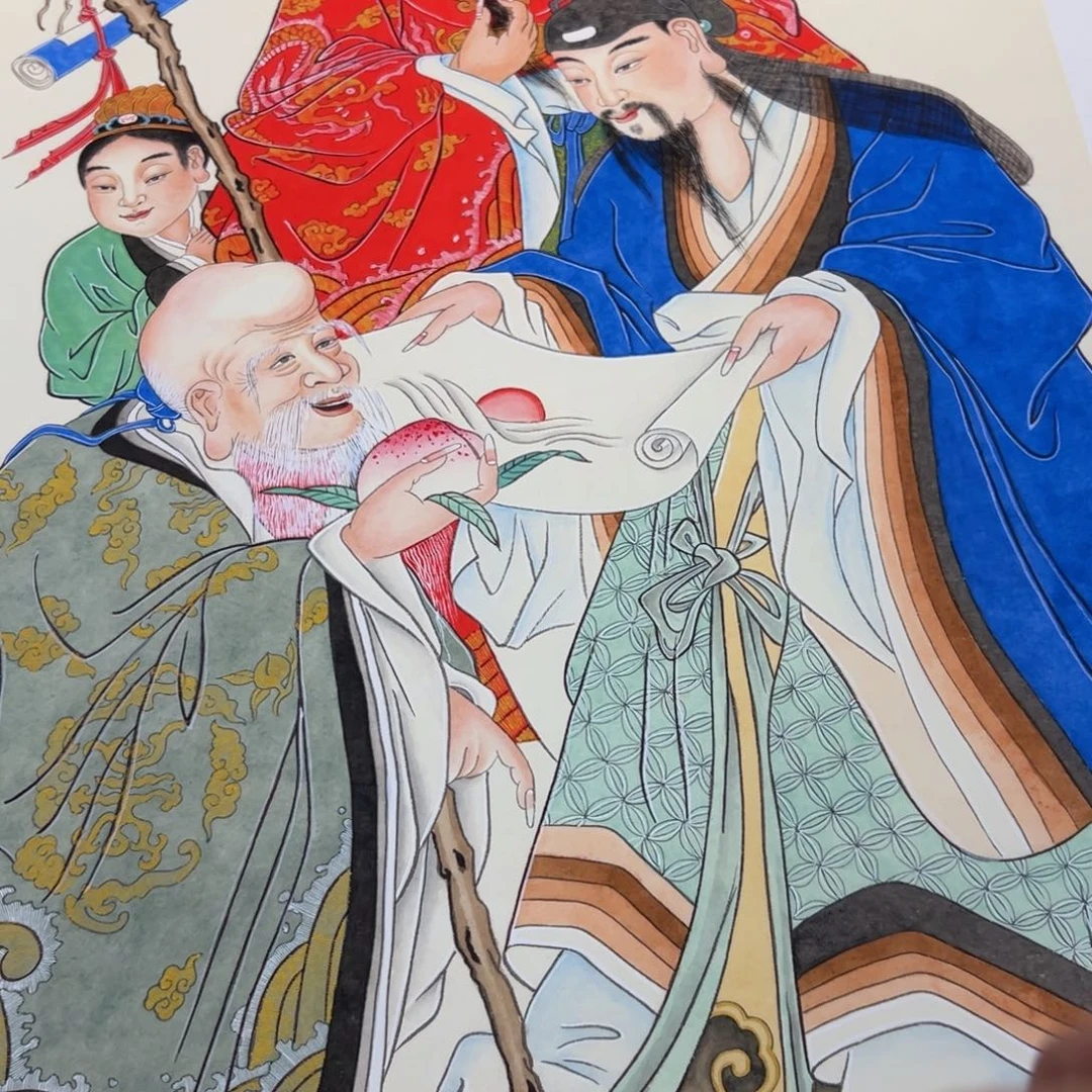 国画秦老师福禄寿三星