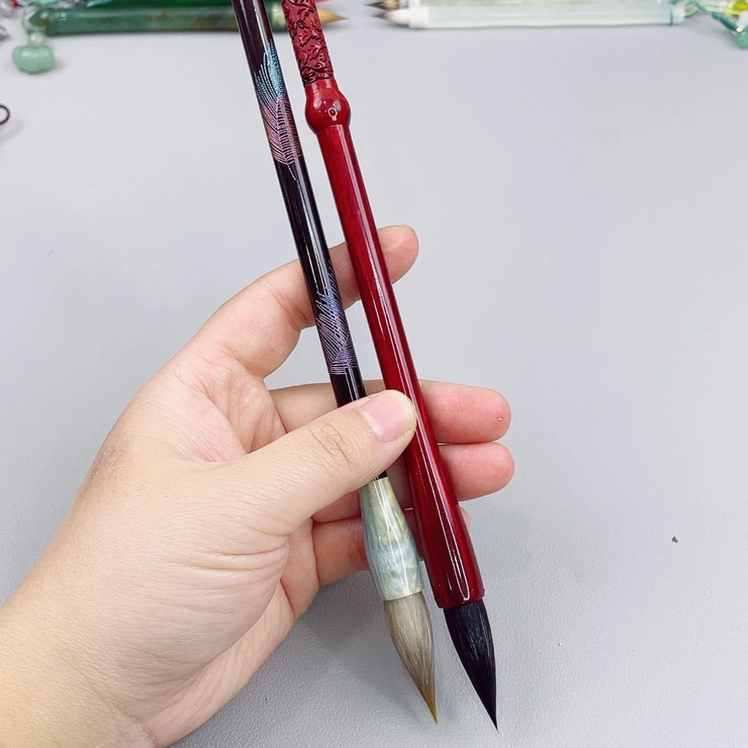 高端毛笔2支，落羽和凤穿牡丹大