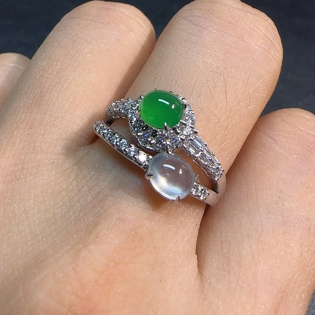 翡翠18K金镶嵌戒指设计款