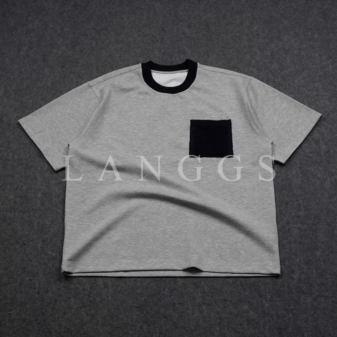 LANGGS&浪叔 25夏季棉感科技混纺撞色螺纹领口垂坠凉感T-25T1165