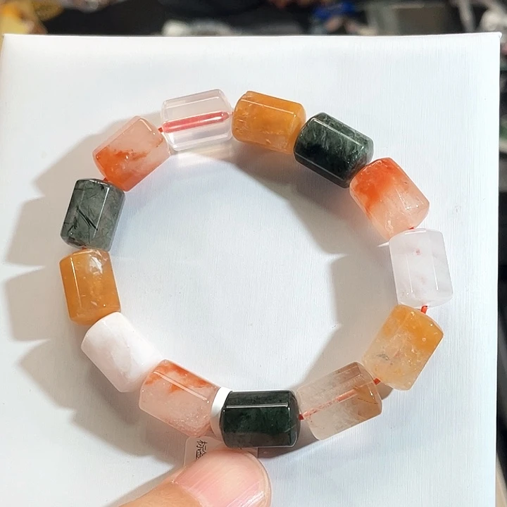 手串水晶未镶嵌11mm彩兔毛八棱桶珠