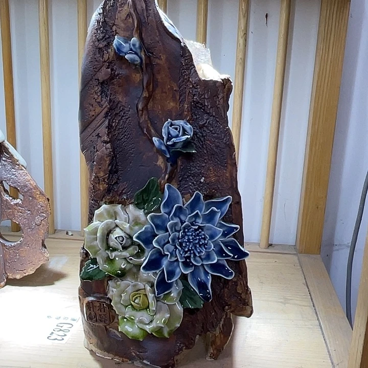 紫砂花盆景德镇陶瓷 孤品