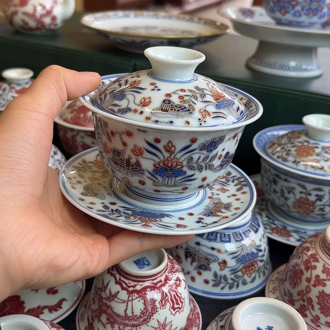 H非遗袁方华描金三才盖碗