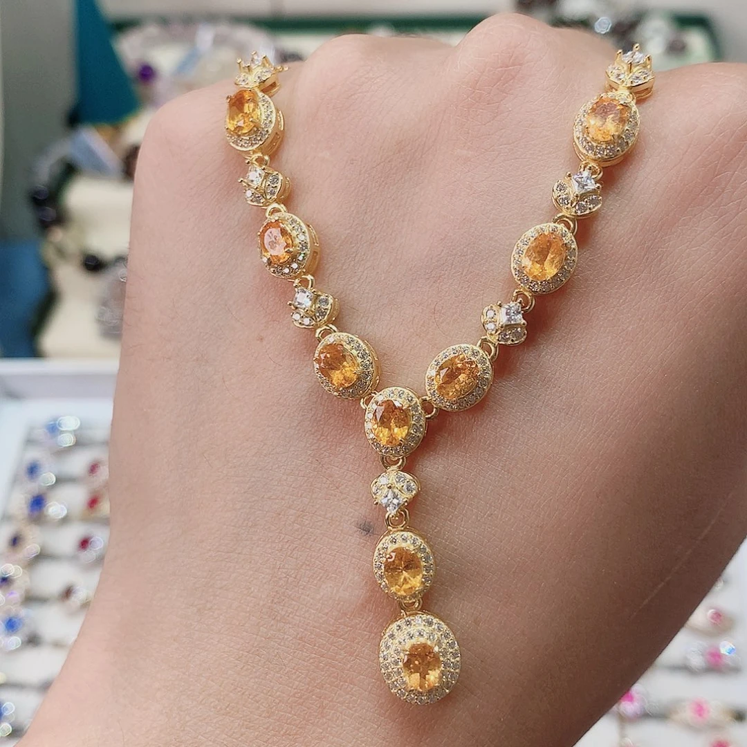 石榴石（芬达石）吊坠银S925镶嵌