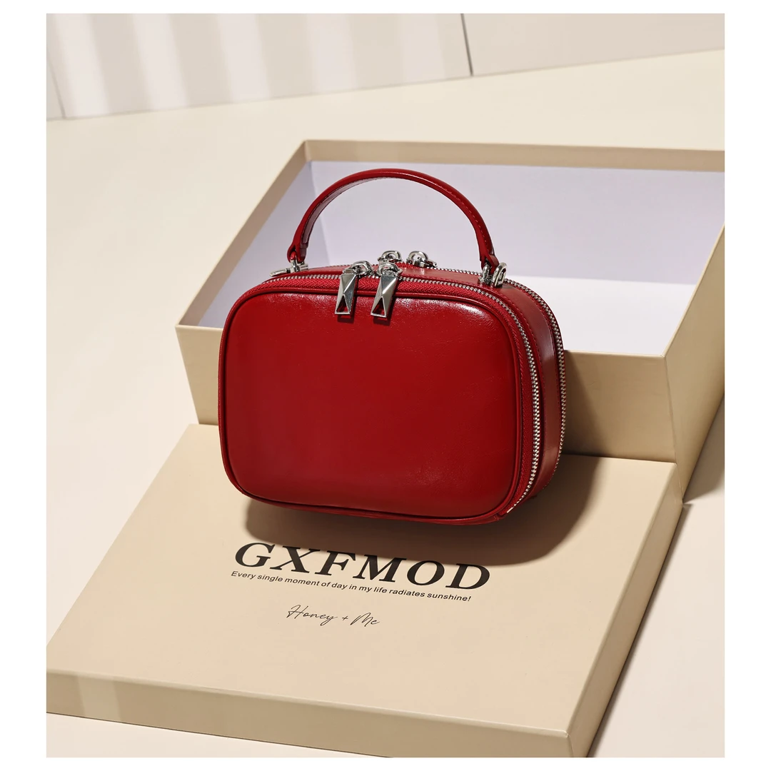 GXFMOD原创设计时尚百搭真皮小方包女2025新款小众简约结婚新娘包