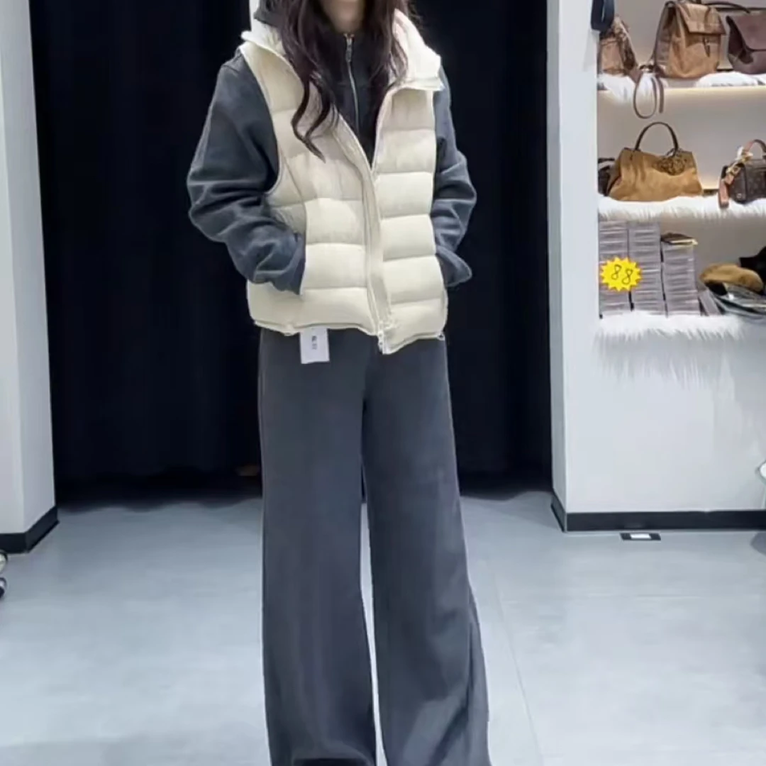 时尚立领马夹冬季拼接大码女装休闲短款网红