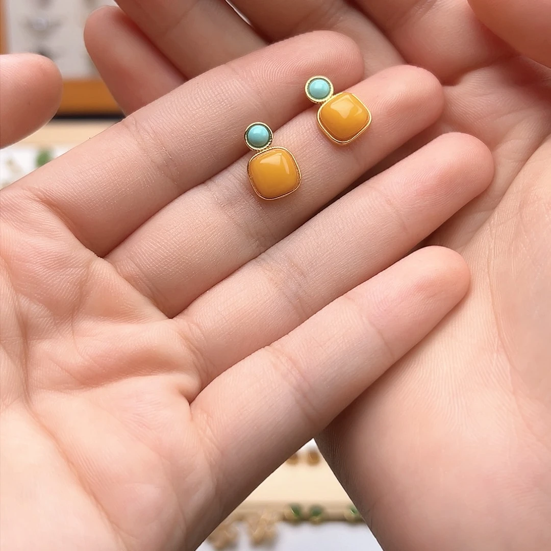 银S925镶嵌和田玉耳饰?****头