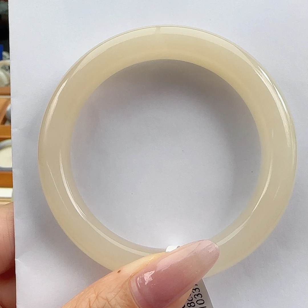 和田玉手镯未镶嵌红藕粉13×10×58.8