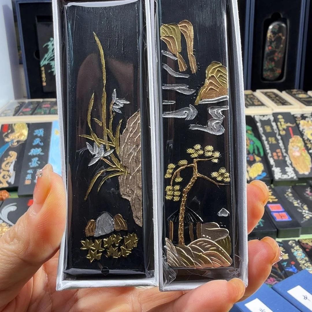 气叶金兰黄山松烟墨锭