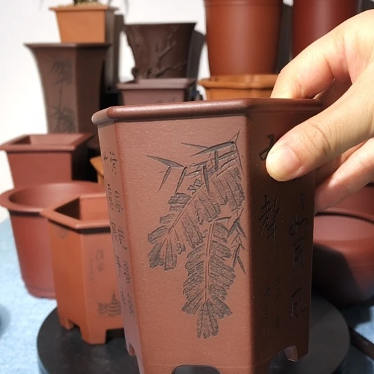 浪***鹤宜兴紫砂花盆手工