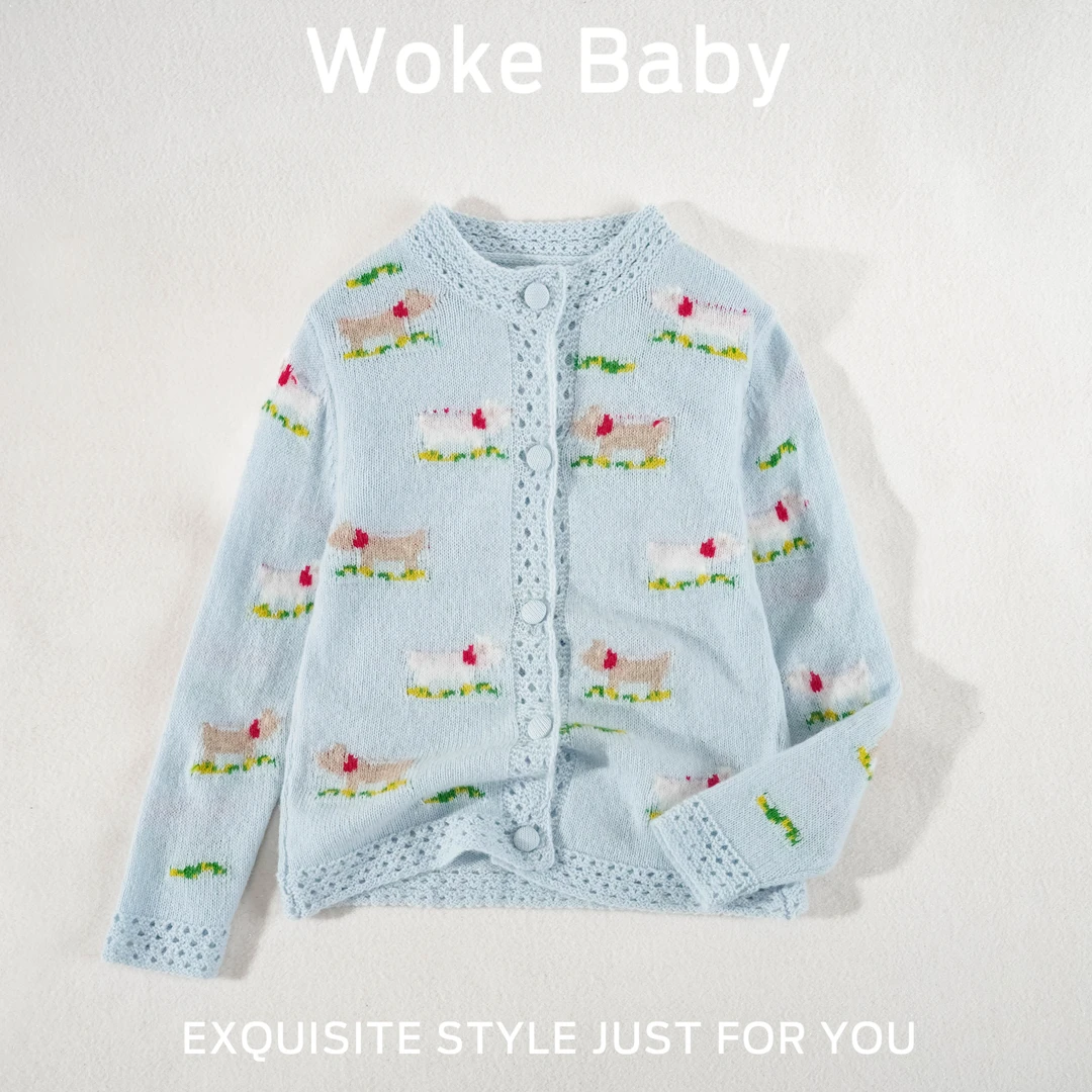 【现货】2025女童春季新款上衣复古外套毛衣F072