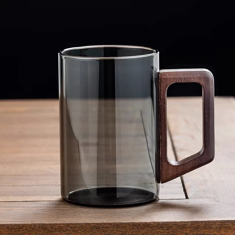 灰色木把玻璃杯耐高温茶叶满60元要福利备注灰色木把80