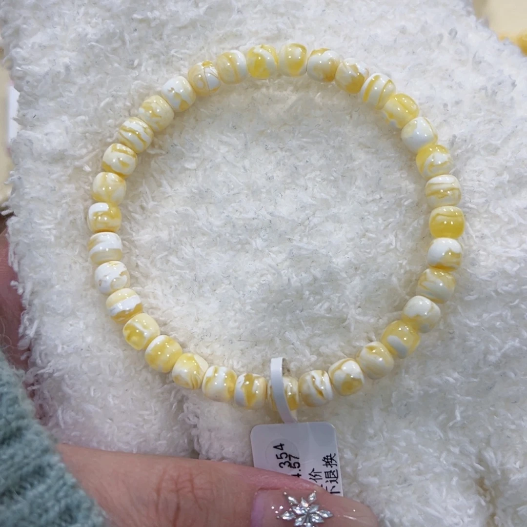 蜜蜡手链未镶嵌黑*喵6m金瓷白虎皮老型手串
