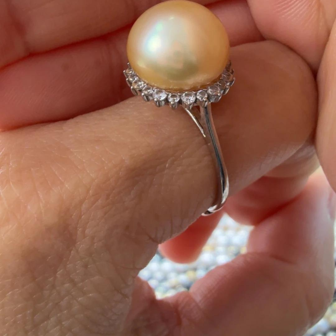 戒指海水珍珠银S925镶嵌