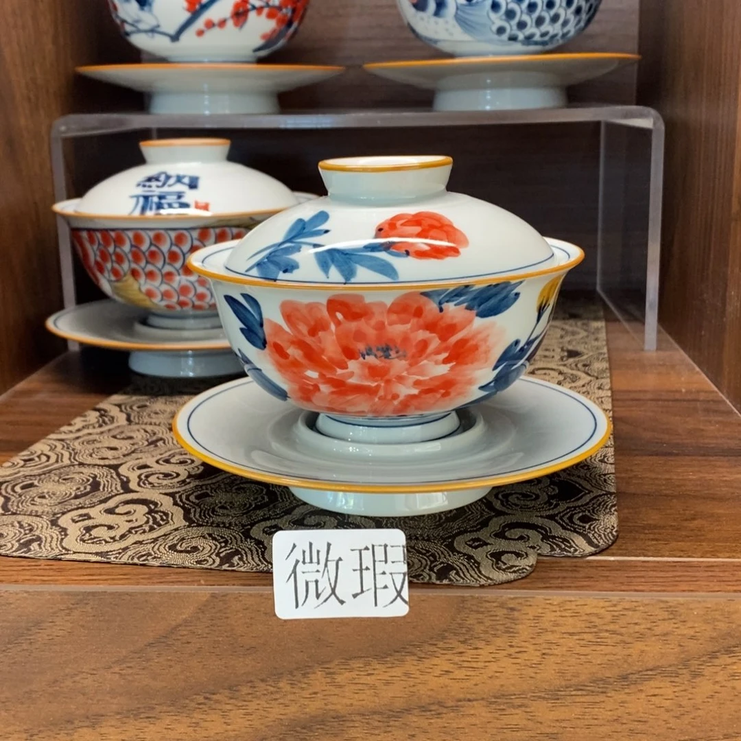 釉下彩老陶泥手工绘制