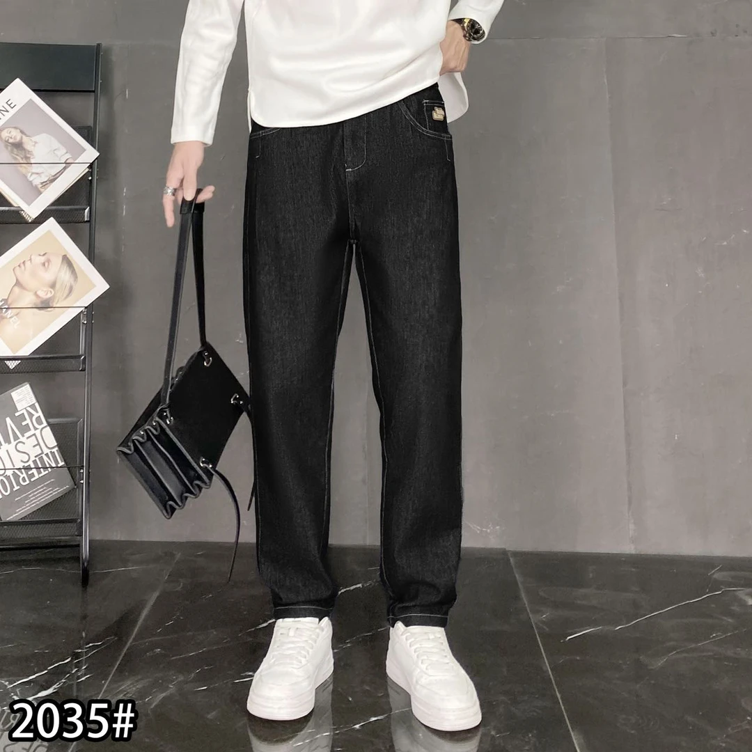 牛仔长裤男士春秋冬季2024新款美式男生直筒加厚休闲裤子2035