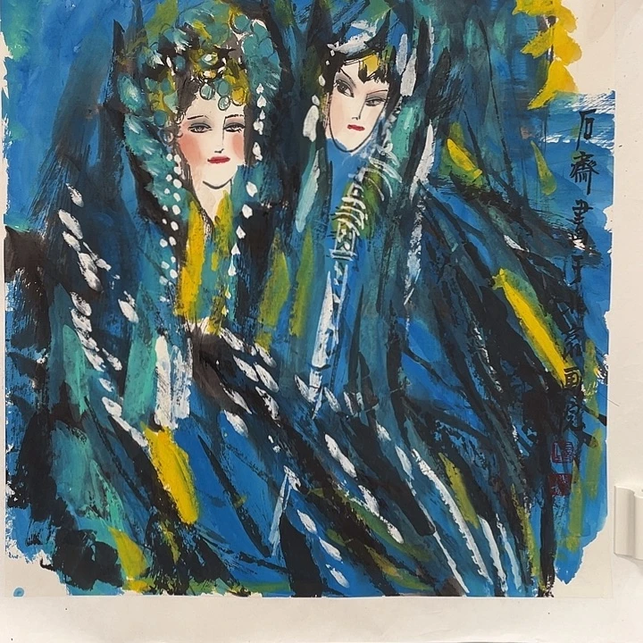 圆形石老师斗方人物