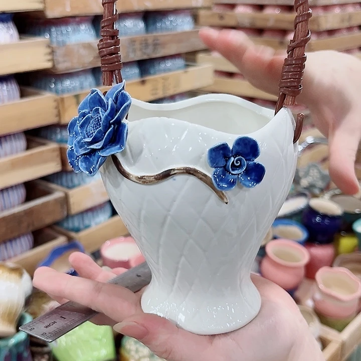 有孔.凑单10元陶瓷花盆发货！