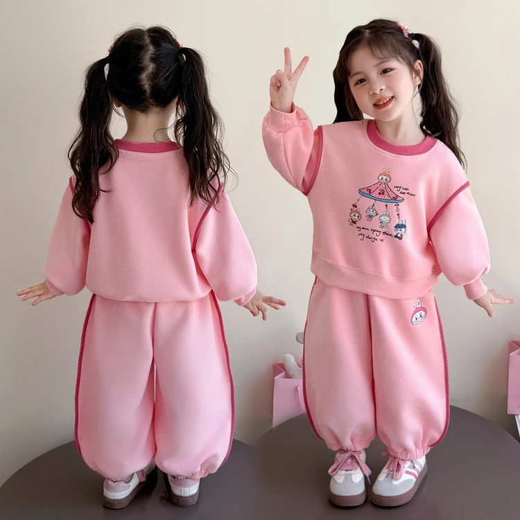 女童套装春秋季2025新款洋气儿童宝宝时髦休闲卫衣套装秋季童装潮