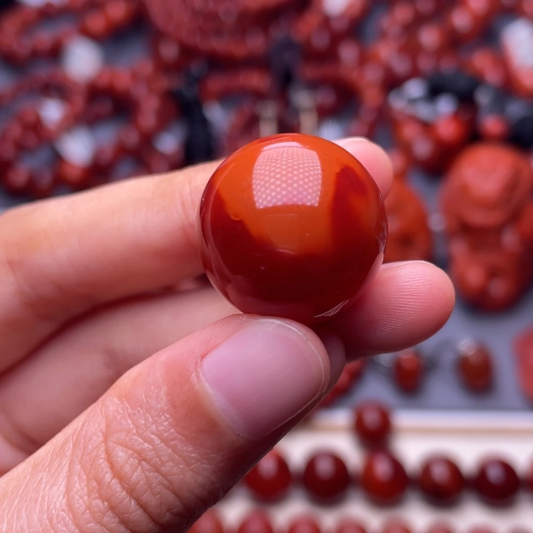 未镶嵌其他南红玛瑙20mm精品瓦西玫红双色圆珠