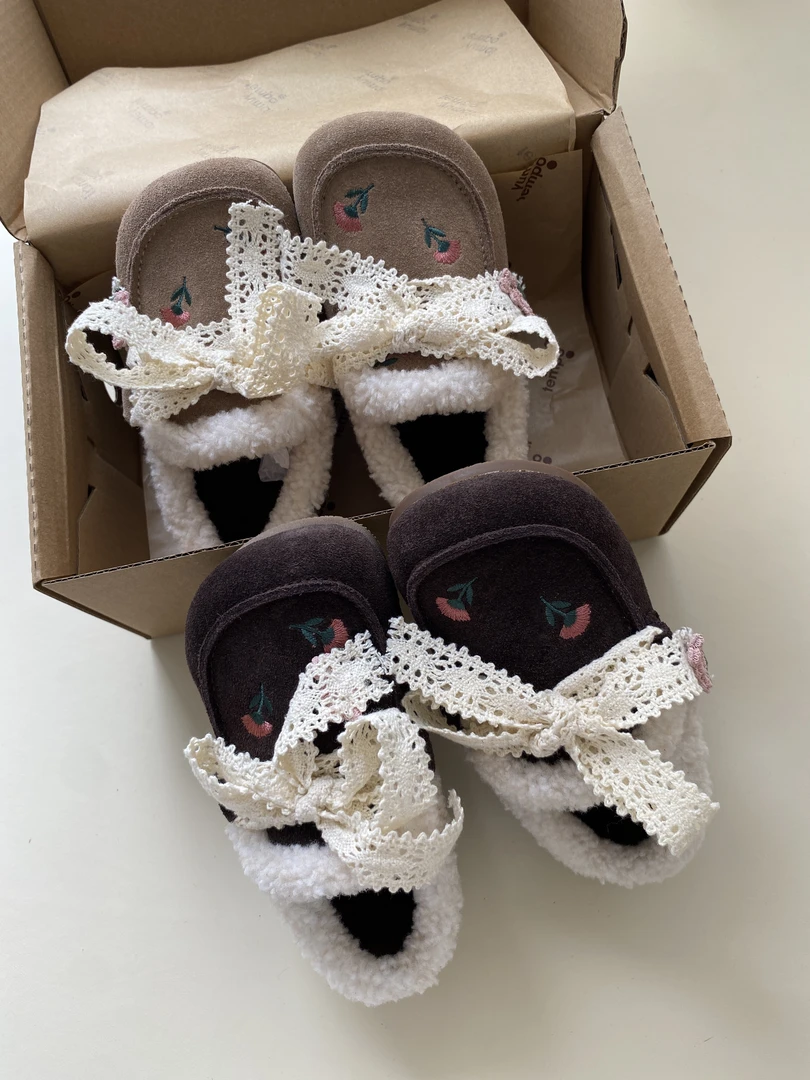 女童博肯鞋2025新款冬季加绒鞋软底可爱女童皮鞋5DGES010