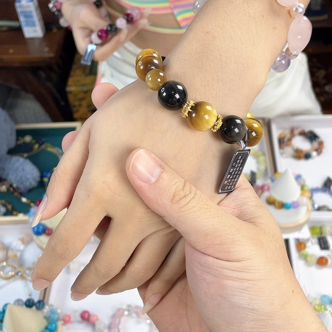 水晶手链银S925镀金镶嵌
