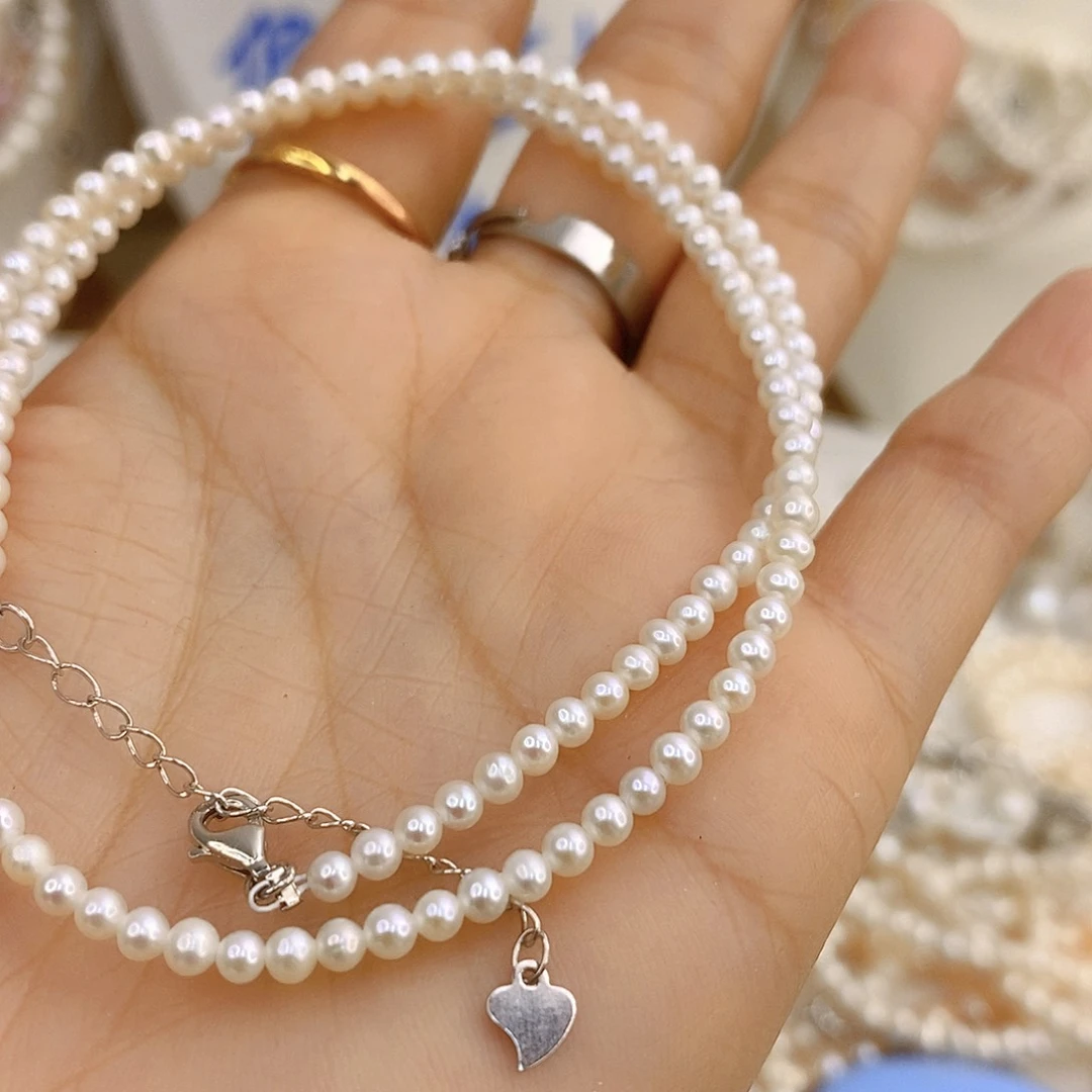 淡水珍珠颈饰合金白*瑰